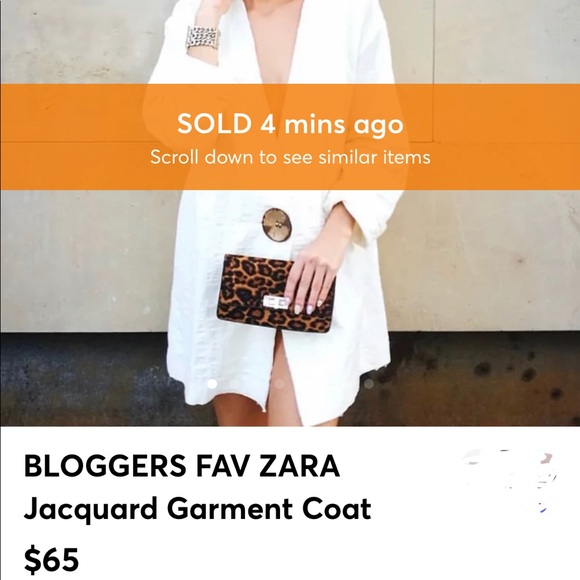 •SOLD• BLOGGER FAVORITE ZARA JACQUARD GARMENT COAT - Picture 2 of 8